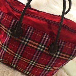 BURBERRY BLUE LABEL JP Dark Red Nova Check Large Tote